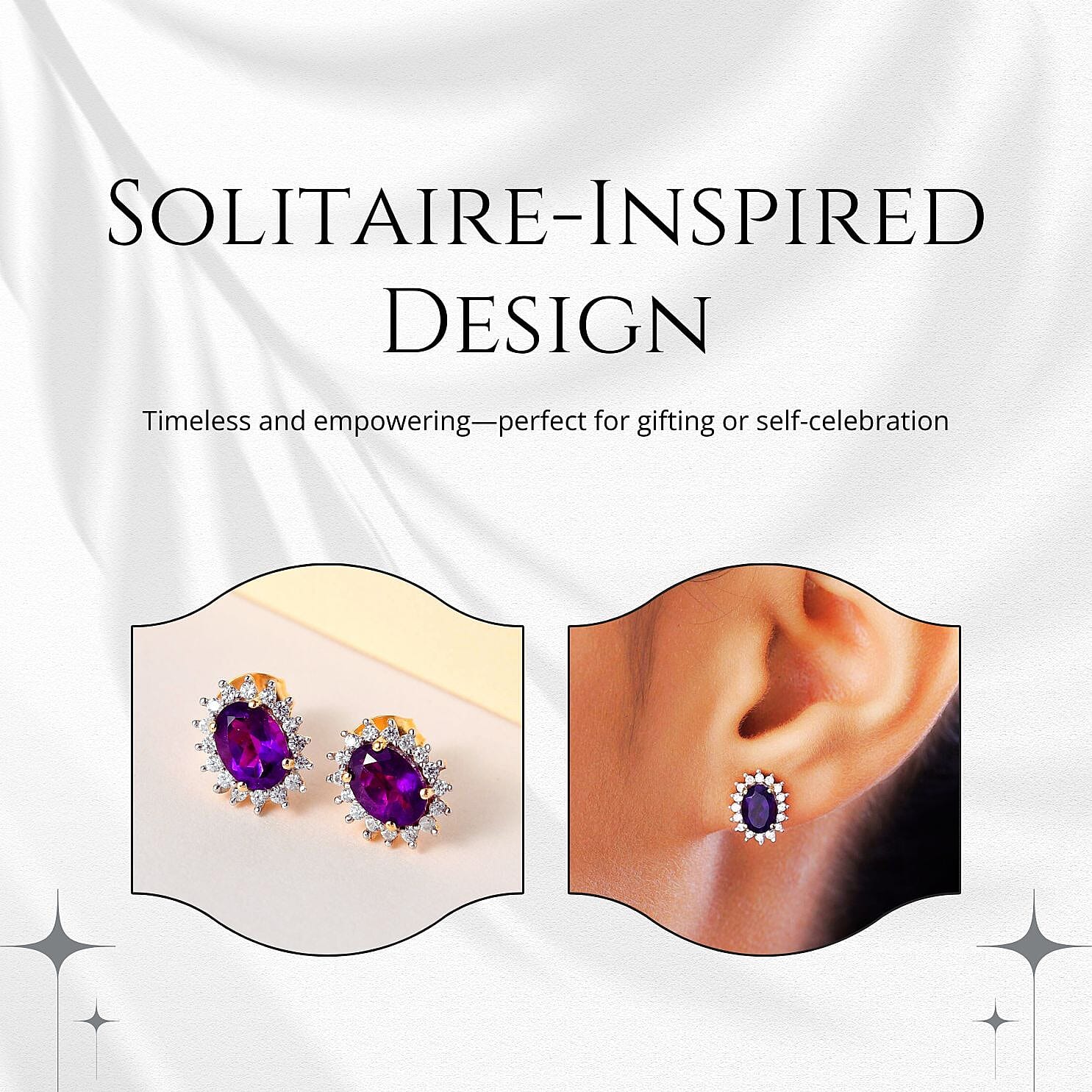 Amethyst & Natural Zircon Halo Stud Earrings in 18K Yellow Gold Vermeil Plated Sterling Silver 1.82 Ct.